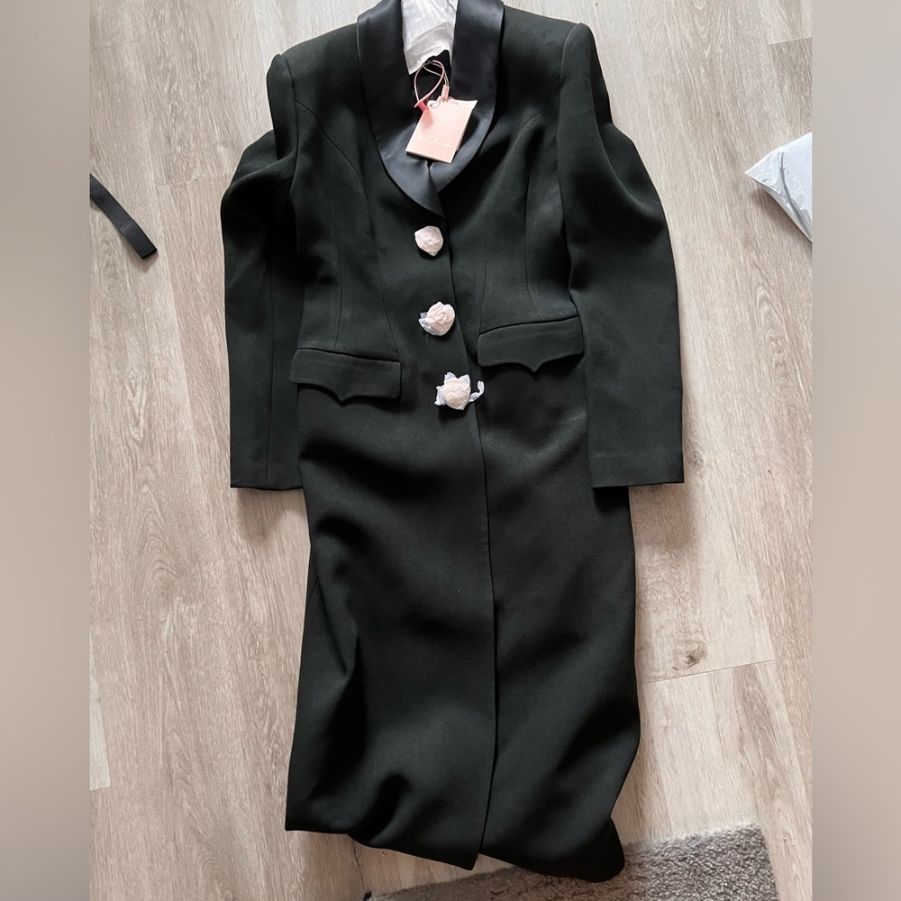 Nana Jacqueline Evie Long Suit Jacket (Black) size L - NWT - Picture 10 of 15